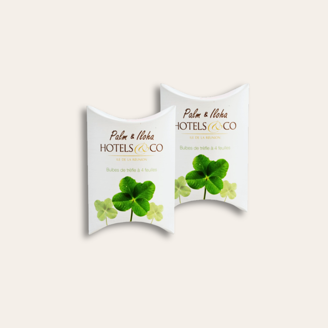 Berlingot trèfles personnalisés Hotels & Co Deux boîtes berlingot trèfles personnalisé pour Hotels & Co.