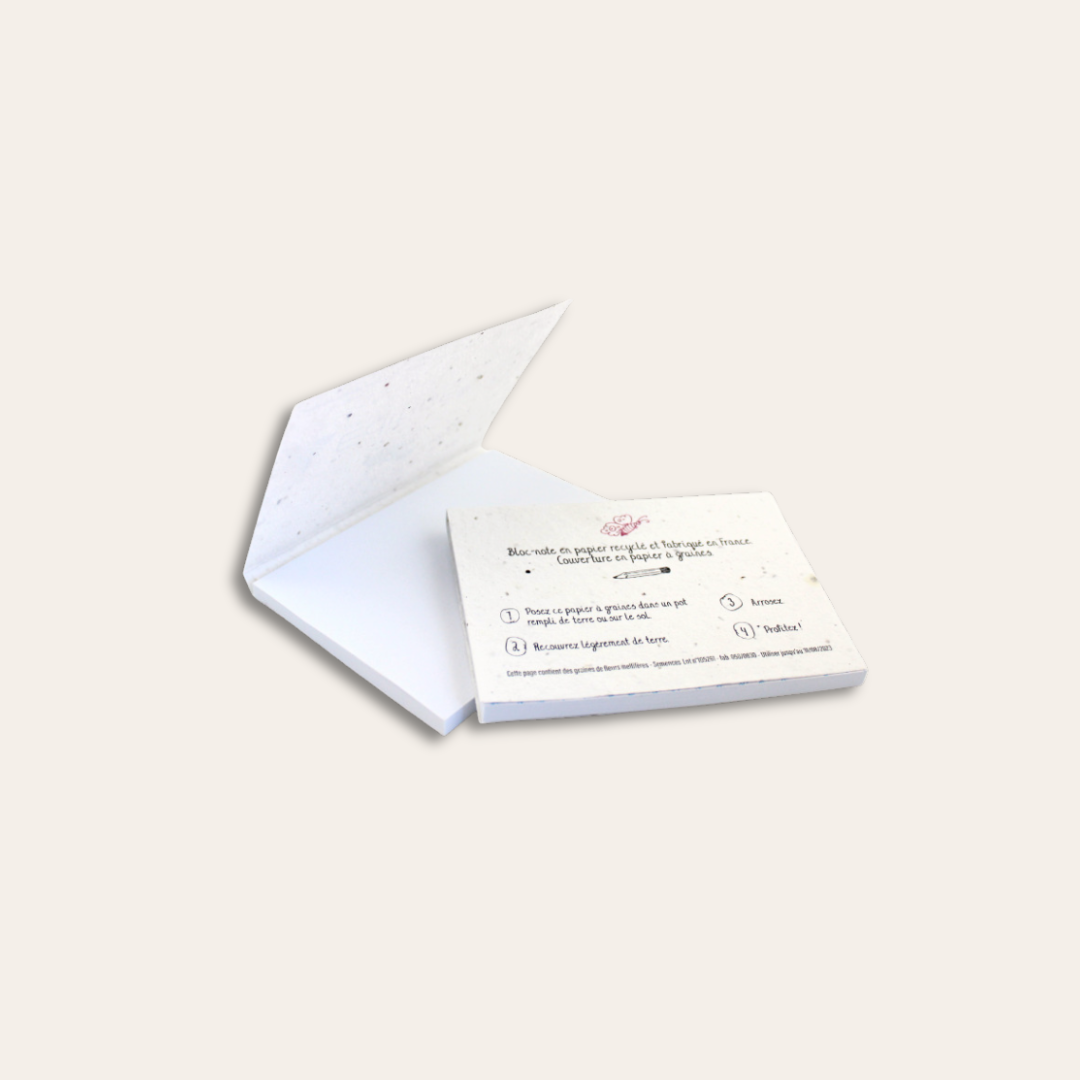 Bloc-notes graines Bloc-notes avec mode d'emploi sur le verso.