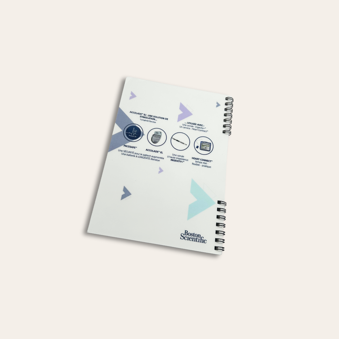 4ème couverture du carnet effaçable à l'eau personnalisé Dos du carnet, personnalisé Boston Scientific.