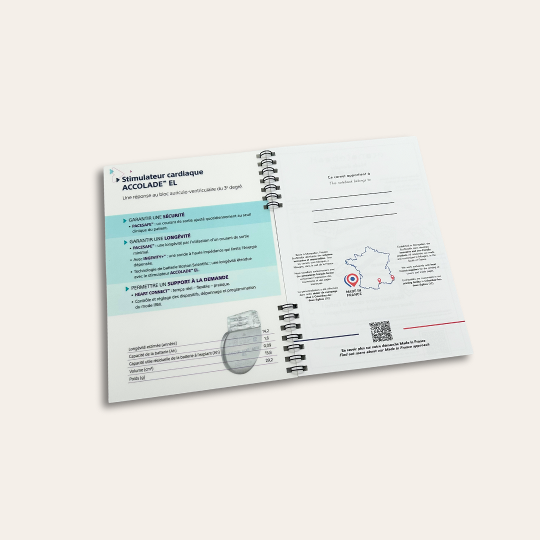 Carnet effaçable à l'eau et personnalisable sur la deuxième couverture Carnet personnalisé sur la deuxième couverture.