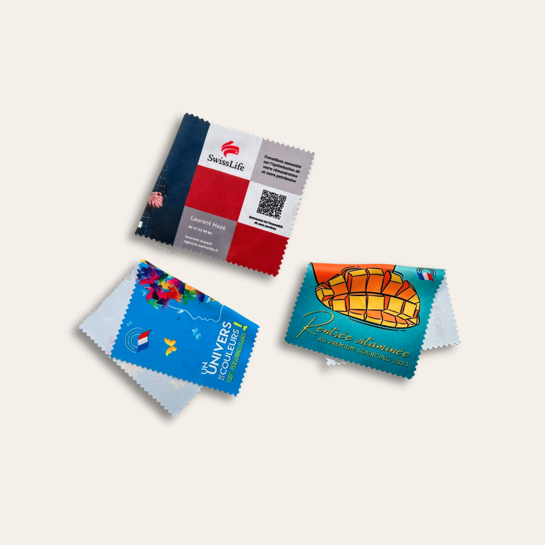 Chiffonnettes lunettes en microfibre recyclé Trois chiffonnettes lunettes.