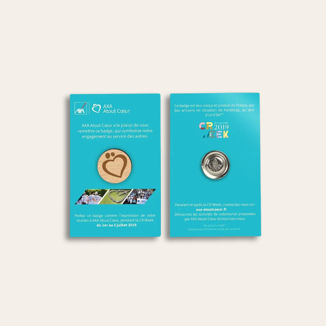 Badge bois aimant AXA taille S Badge en bois aimanté.