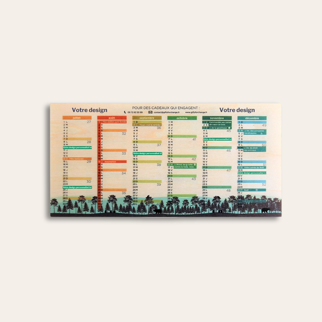 Calendrier en bois Petit calendrier en bois à personnaliser.
