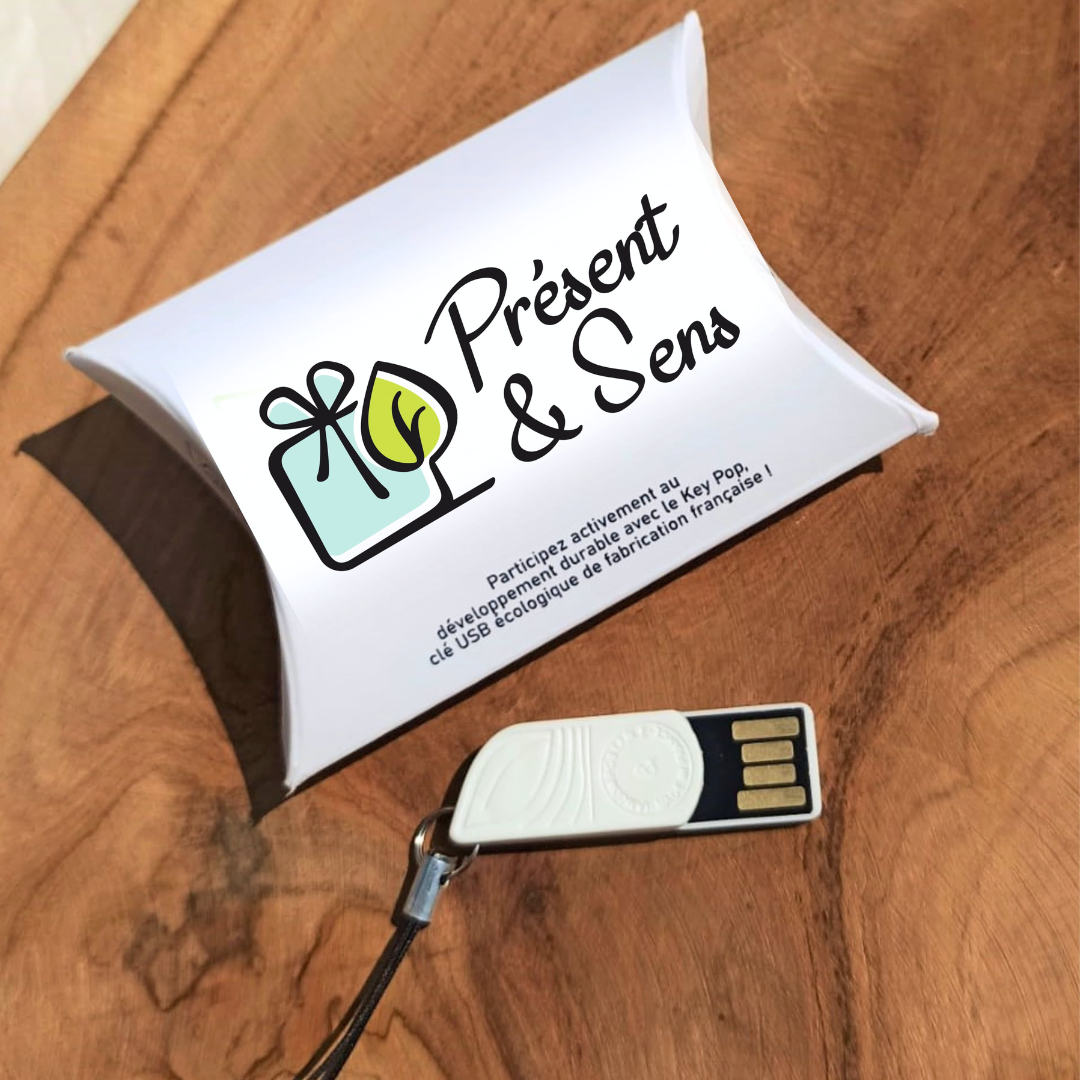 Clé USB amidon de maïs Présent et Sens Clé USB en amidon de maïs personnalisée.