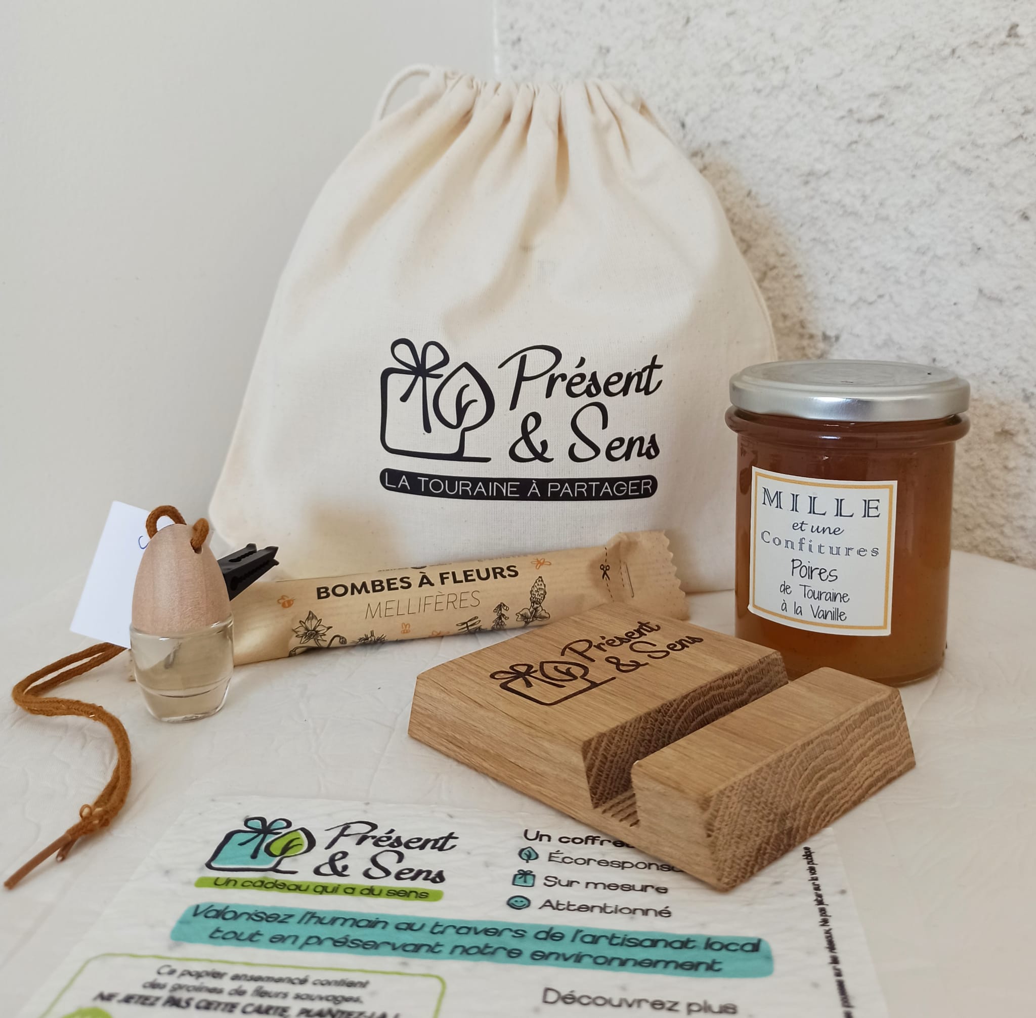 Pochon coton écru confiture, diffuseur et support tel