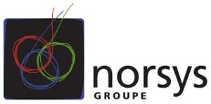 logo norsys ave carré noir et 3 cercles rouge vert et bleu