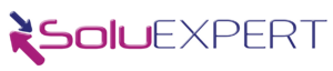 logo soluexpert en violet et bleu