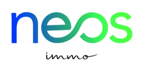 logo neos immo en dégradé bleu et vert