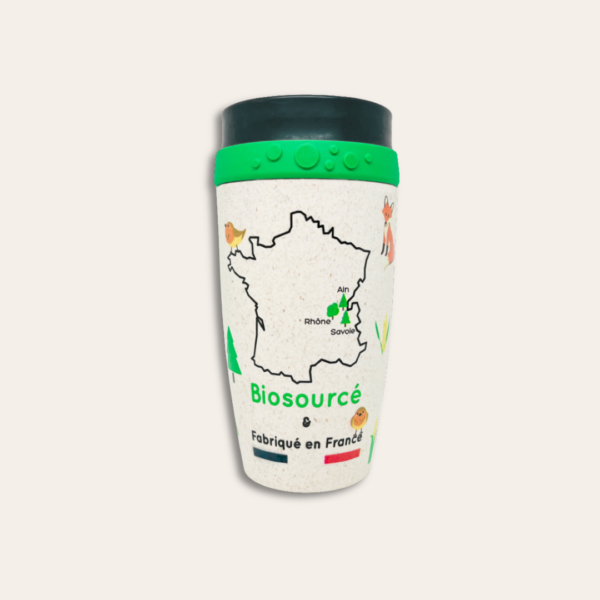 Mug biosourcé fabrication Française et carte de France illustrée.