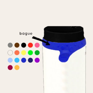 Illustration d'un mug avec écrit bague et une palette de couleurs.