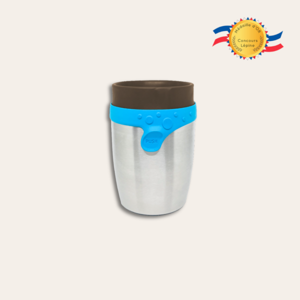 Mug inox coloris bleu.