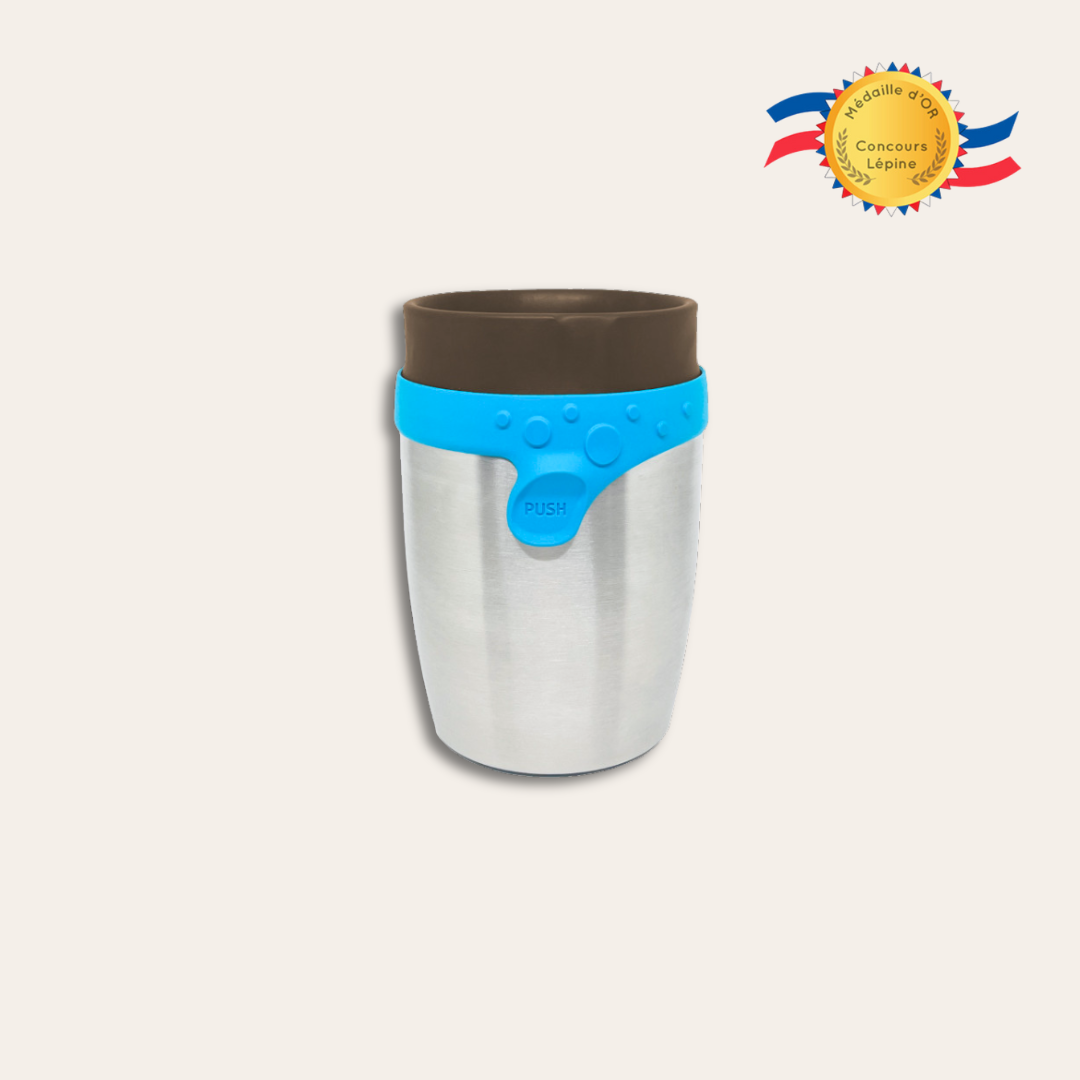 Mug inox 200ml étanche Mug inox coloris bleu.