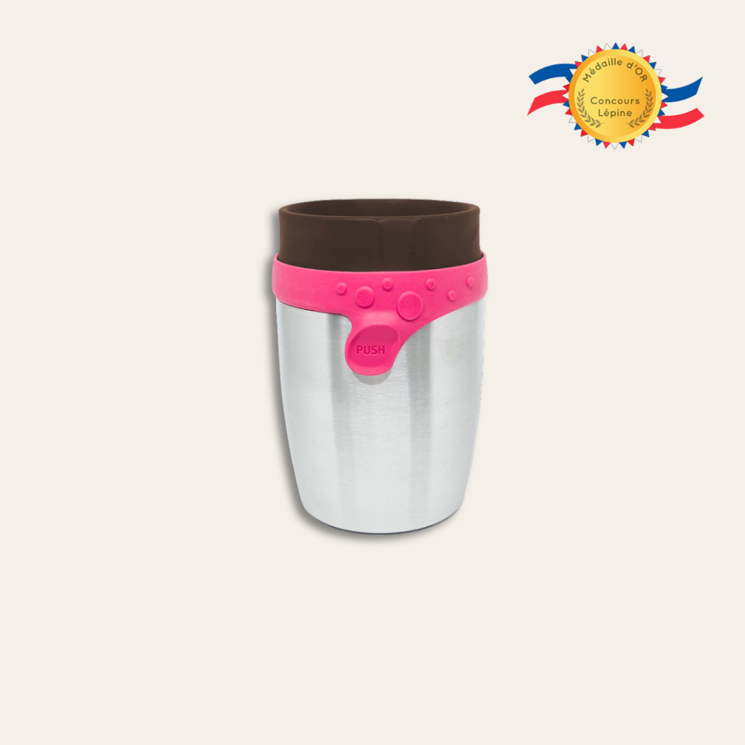 Mug inox 200ml bague du mug couleur rose Mug inox coloris rose.