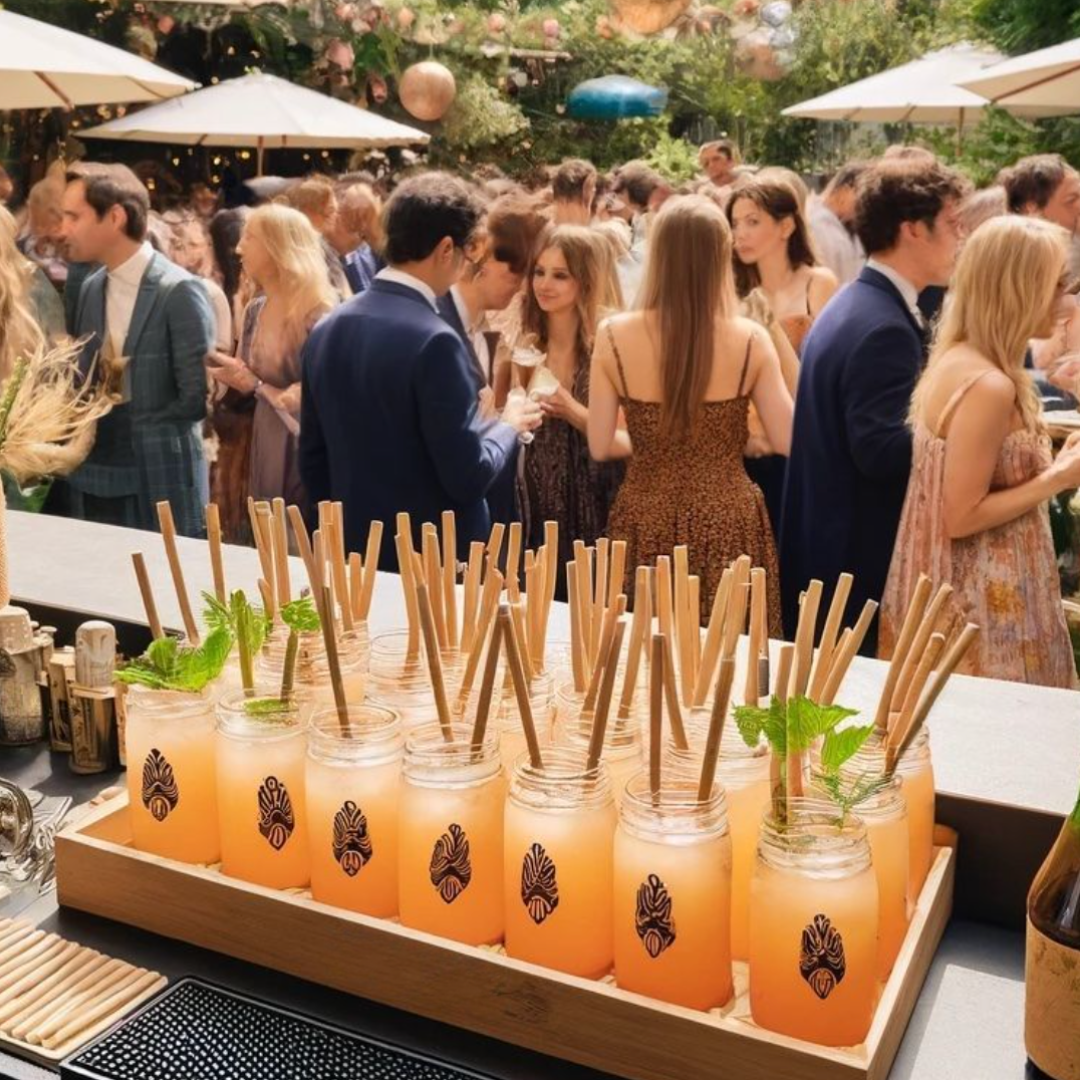 Paille en bambou évènemmentiel Pailles dans des cocktails lors d'un évènement.