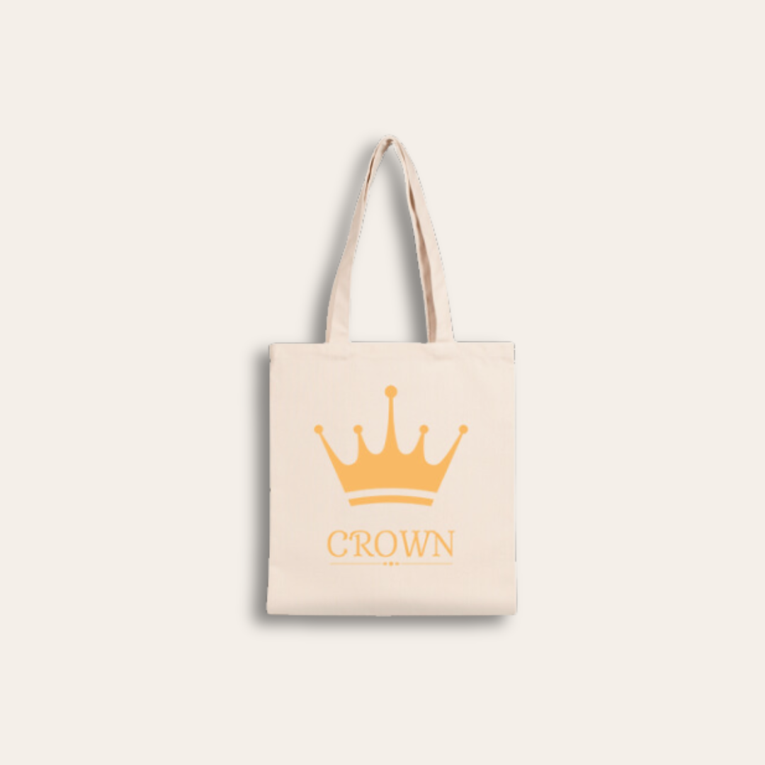 Tote bag Crown Tote bag beige avec une couronne illustré dessus.