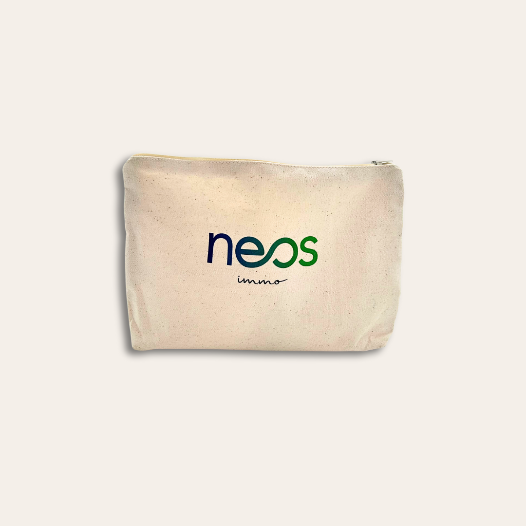 Trousse coton personnalisée Trousse beige personnalisée NEOS immo.