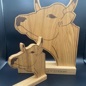 trophée en bois chêne massif artisanal création sur-mesure forme tête de vache