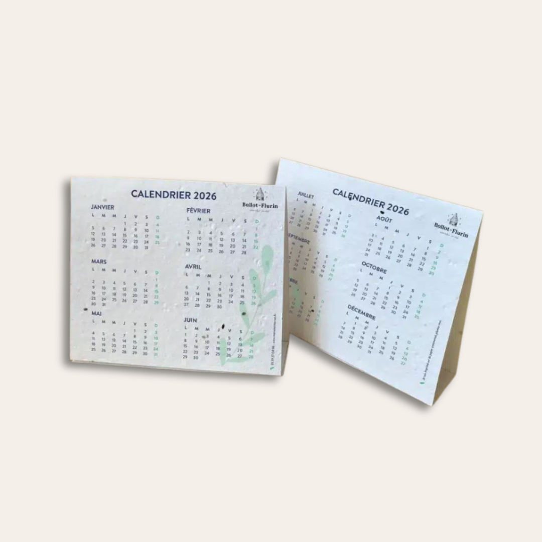 calendrier en papier ensemencé