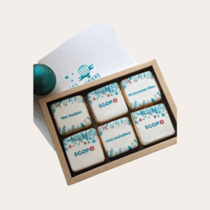 des biscuits personnalisés en coffret pour la fin d'année