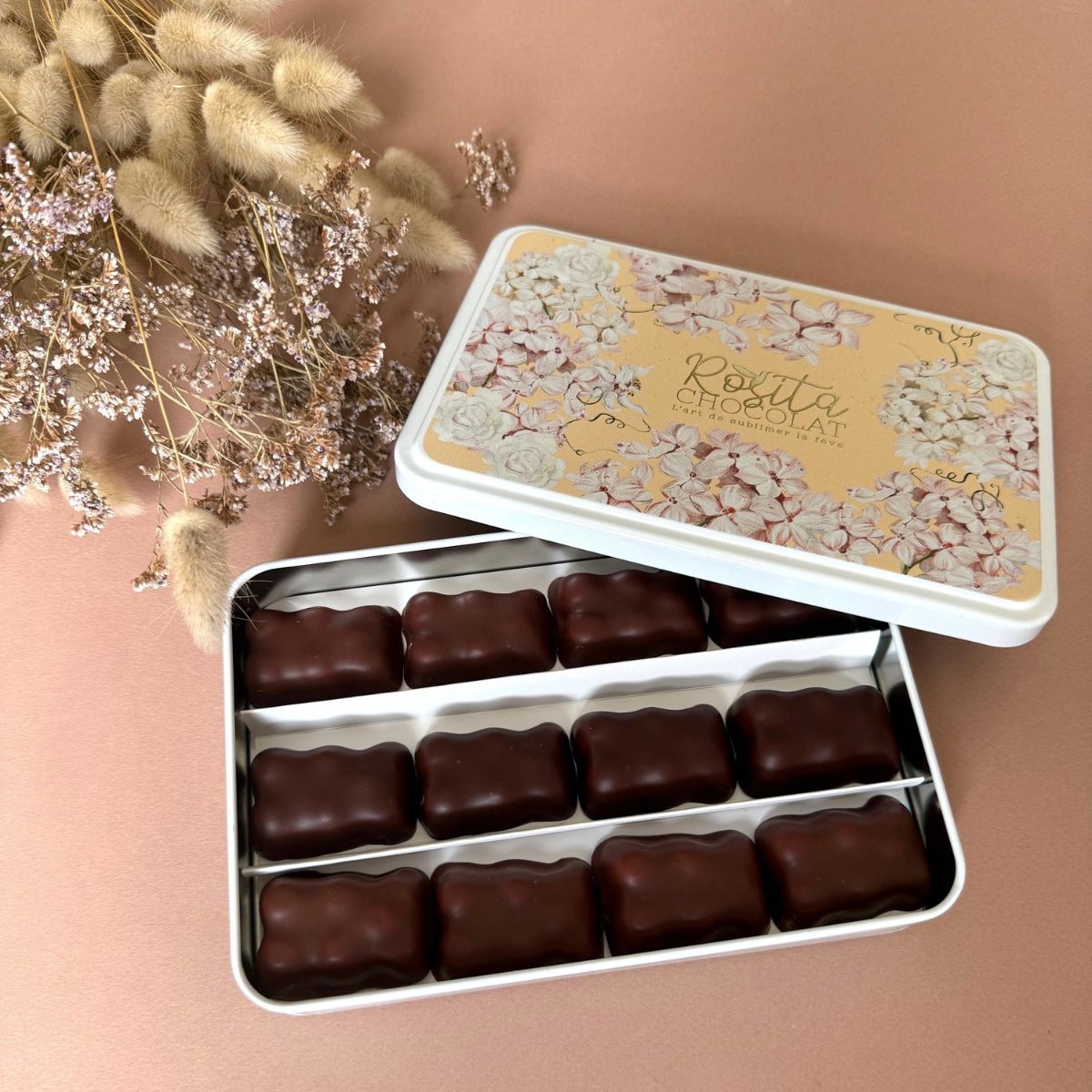 COFFRET TRIO OURSONS CHOCOLAT BEAN TO BAR boite metal remplie d'oursons chocolat guimauve