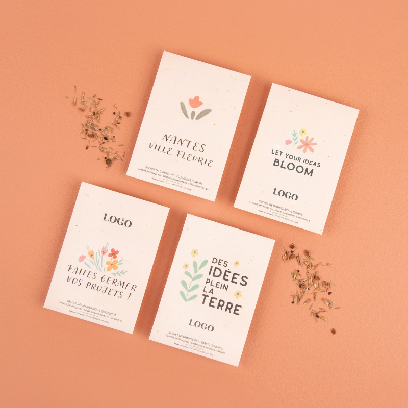 sachet kraft ou blanc moucheté à personnaliser avec votre logo