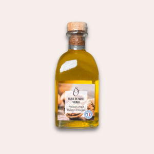 huile de noix 100% solidaire bouteille d'huile de noix jaune solidaire