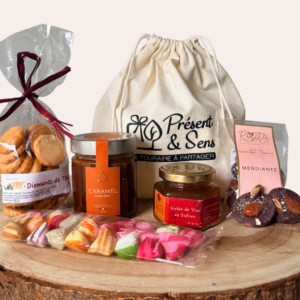 coffret fêtes gelée de vin coffret biscuits sucrés, caramel, berlingots, gelée de vin, mendiants