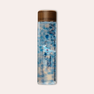 Bouteille sensorielle bleu à paillettes