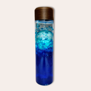 Bouteille sensorielle bleu foncé à paillettes
